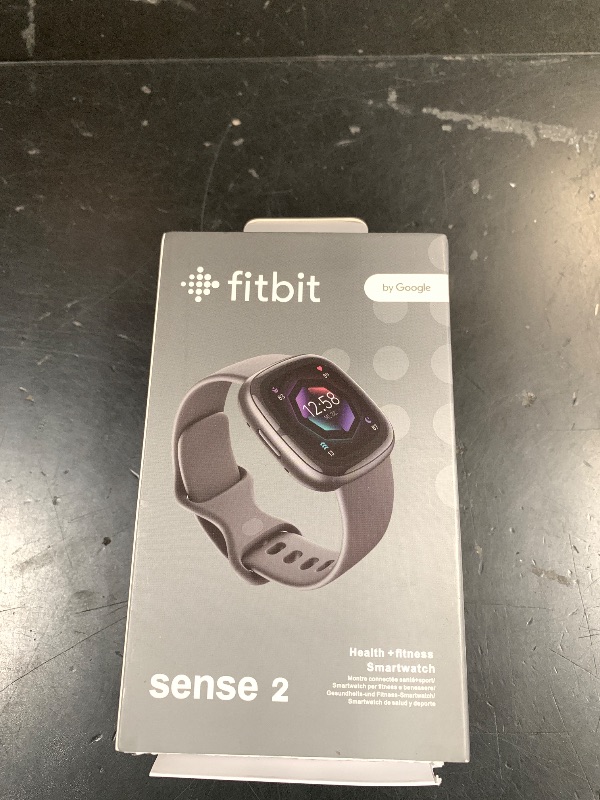Photo 1 of Fitbit Sense 2 Advanced Health and Fitness Smart Watch (Grey/Graphite) with Manage Stress, ECG, SpO2, GPS, 2 Sizes Bands, Bundle with Charger Dock, Wall Adapter, 2 Screen Protectors & PremGear Cloth