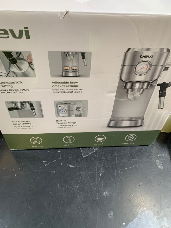 Photo 1 of Gevi Espresso Machine 20 Bar - Auto Milk Frother & Steam Wand, NTC Temp Control, Compact Stainless Steel Cappuccino Maker, Ideal for Coffee Lovers & Home Baristas