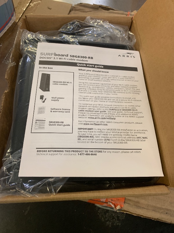 Photo 1 of Arris (SBG8300-RB) - Cable Modem Router Combo - Fast DOCSIS 3.1 Gigabit & AC2350 WiFi,Comcast Xfinity, Cox, Spectrum & More, 1 Gbps Max Internet Speeds, 4 OFDM Channels - Renewed