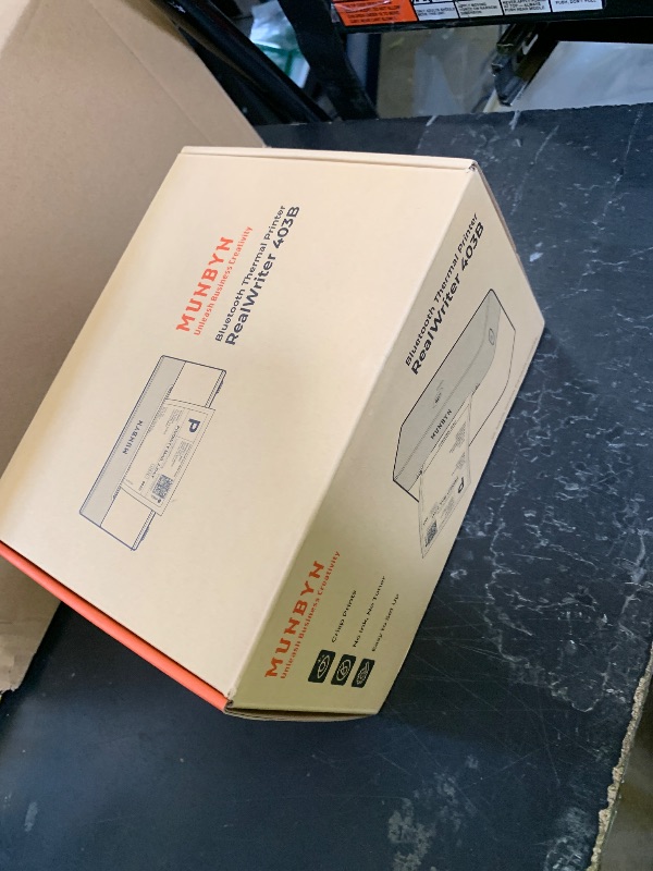 Photo 1 of MUNBYN Bluetooth Thermal Label Printer RW403B, Wireless 4x6 Shipping Label Printer for Small Business, Compatible with Android, iPhone, Windows, Mac, Chromebook, Print Width 1.57"-4.25" (Grey)