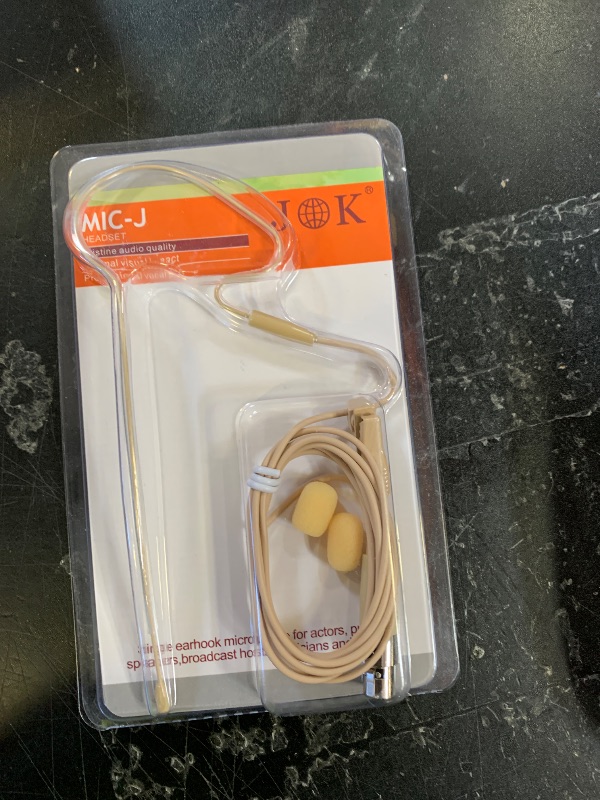 Photo 1 of J K Pro Headset Headworn Single Earhook Microphone MIC-J S90 Compatible with Shure Wireless Transmitter