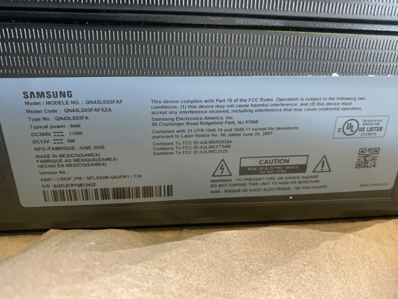 Photo 1 of Samsung 43-Inch Class The Frame LS03F 4K QLED Smart TV (2025 Model) Slim Fit Wall Mount, Modern Frame Design, NQ4 AI Gen2 Processor, Art Mode, Artful Picture Quality, Samsung Vision AI, Alexa Built-in