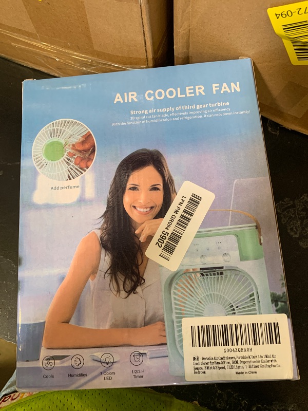 Photo 1 of Portable Air Conditioners, 2000mAh Rechargeable Mini Air Cooler Fans, 500ML Personal Portable AC Unit with 3 Speed, 2 Spray, 7 Color, 3 Timer, Small Desktop Cooling Fan for Bedroom Office (White)