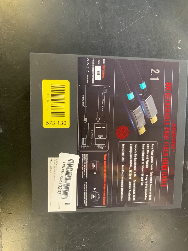 Photo 1 of RUIPRO 8K Detachable Full Fiber Optic Armored HDMI 2.1 Cable 20FT, Ultra High Speed 48Gbps, Support 8K@60Hz 4K@120Hz, Dynamic HDR, eARC, Compatible with PS5/Xbox/Blu-ray/TV/Monitor/Projector