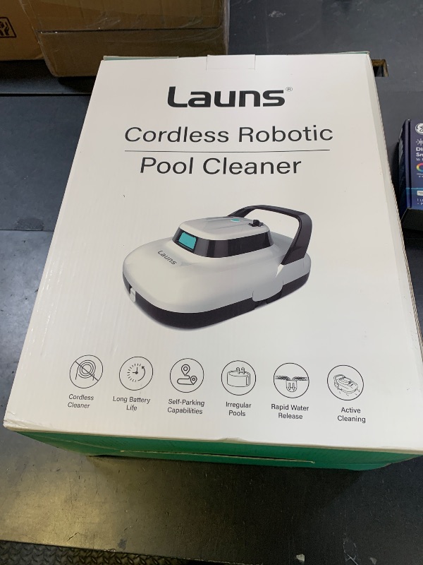 Photo 1 of 2026 Upgrade Launs Pool Vacuum for Above Ground Pool, Dual Motors & Suction Ports Cordless Robotic Pool Cleaner, 90-Min Runtime, Self-Parking,White