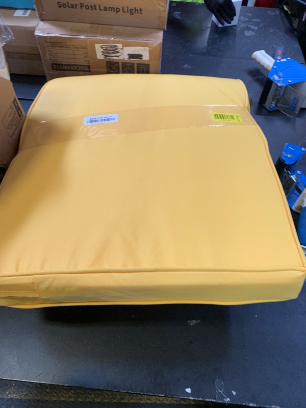 Photo 1 of Comcaver Outdoor Bench Cushion 45 x 18 Inch Thick Waterproof Porch Swing Cushions with Tie Patio Furniture Chair Cushion Bench Pad Color Fastness Backyard Seat Pads, Yellow