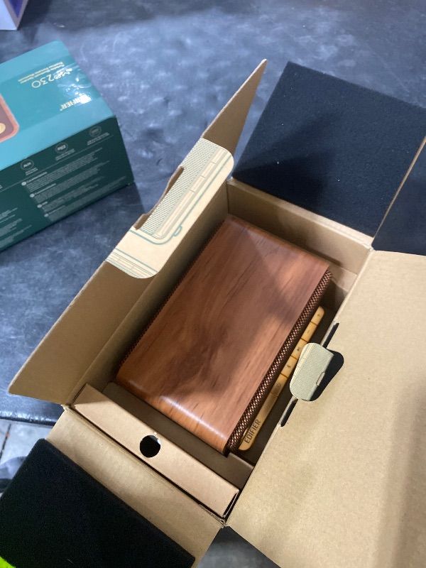Photo 1 of Edifier Retro Wood Bluetooth Speaker,Wireless Portable Speakers with 20W Stereo Sound,Vintage Decor Speaker with AUX,USB Soundcard,Micro SD Brown