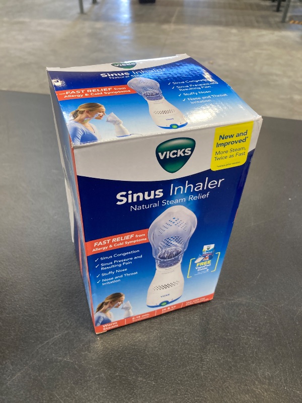 Photo 1 of Vicks Sinus Inhaler, Plug-in Non-Medicated Steam Inhaler for Sinus Relief, Allergies, Congestion & Colds, Vocal Steamer, Soothes Nasal & Throat Passages, Works with VapoPads (1 Included)