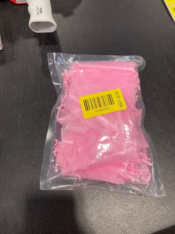 View 2 of Crweety 50 Pcs Pink Organza Bags 3x4 In, Small Gift Bags Bulk for Jewelry Candy Soap Makeup Sachet, Cute Mini Mesh Gift Bag Drawstring for Wedding Baby Shower Birthday Party Favors & Mothers Day