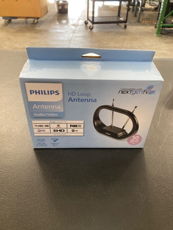 Photo 1 of Philips Indoor TV Antenna Rabbit Ears for Local Channels, 15 Inch Extendable Dipoles, 4K 1080P VHF UHF, Tabletop Antenna, Digital HDTV Antenna, Smart TV, 4ft Coaxial Cable, Black, SDV7114A/27