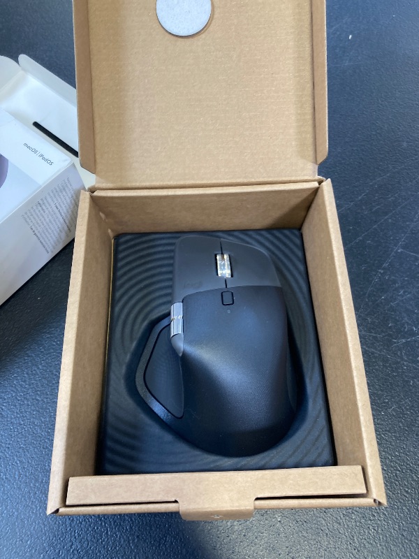 Photo 1 of Logitech MX Master 4 for Mac, Ergonomic Bluetooth Mouse with Advanced Performance Haptic Feedback, Ultra-Fast Scrolling, USB-C Charging, MacOS, iPadOS, Windows - Space Black