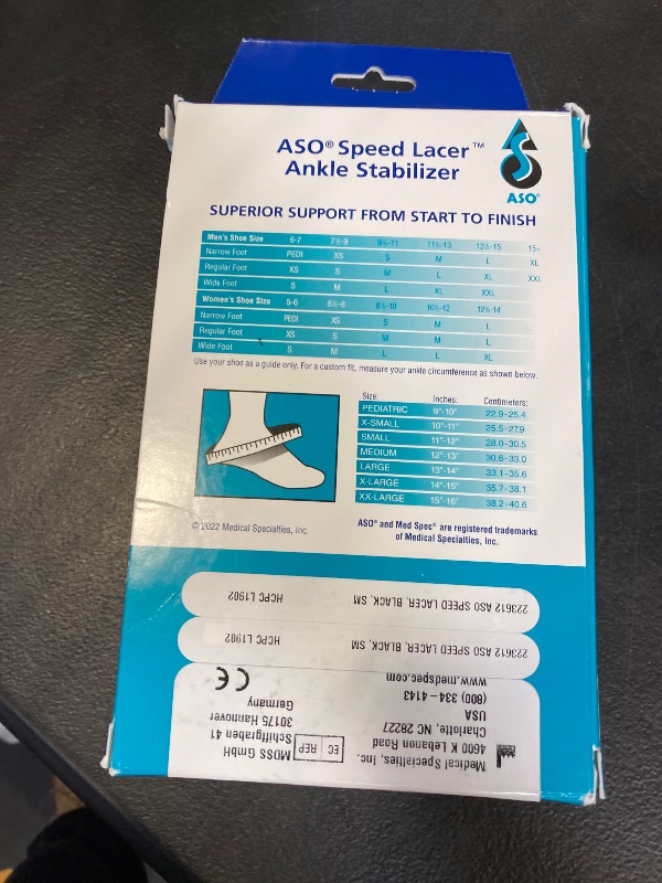 Photo 1 of Med Spec ASO Speed Lacer (Small, Black) – Ankle Brace for Sprained Ankle and Peroneal Tendonitis, Orthopedic Ankle Support for Men, Women, Adults, Teens and Kids, Sports Injury Recovery, 223612LPNPMFX2130683
