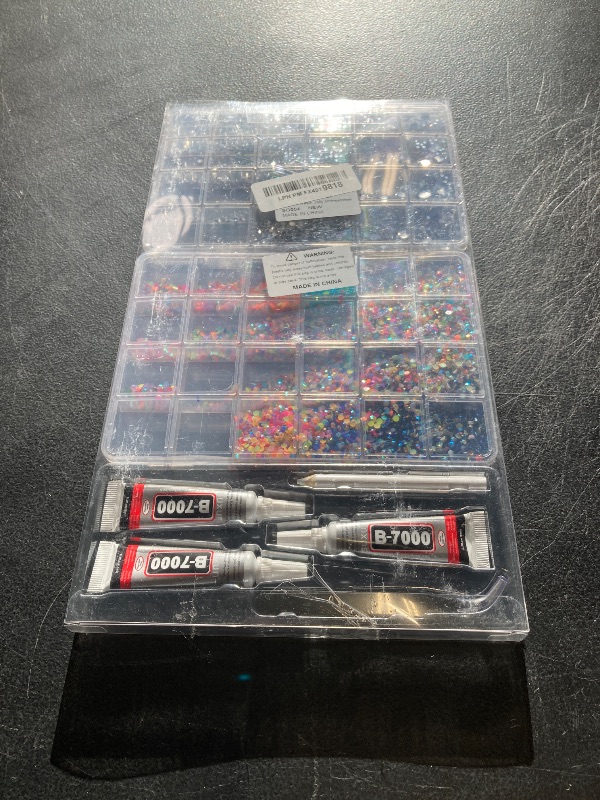 Photo 1 of 2 Boxes Rhinestones for Bedazzling Kits, Multicolor 3mm & Silver Clear 2/3/4/5/6mm Resin Flatback Gems for Diamond Art, Bedazzler Kit with 3Pcs 10ml B7000 Jewelry Glue for DIY Crafting Crafts Decor