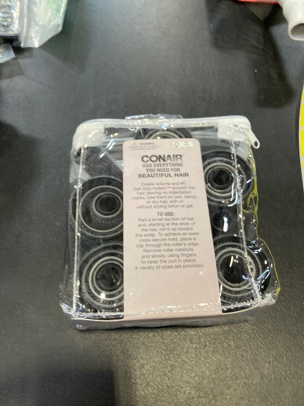 Photo 1 of Conair Heatless Curlers 31 Count - Heatless Curls Overnight, Assorted Sizes - Self Grip Hair Rollers - Hair Styling Tools - Black & Gray - w/Storage Case