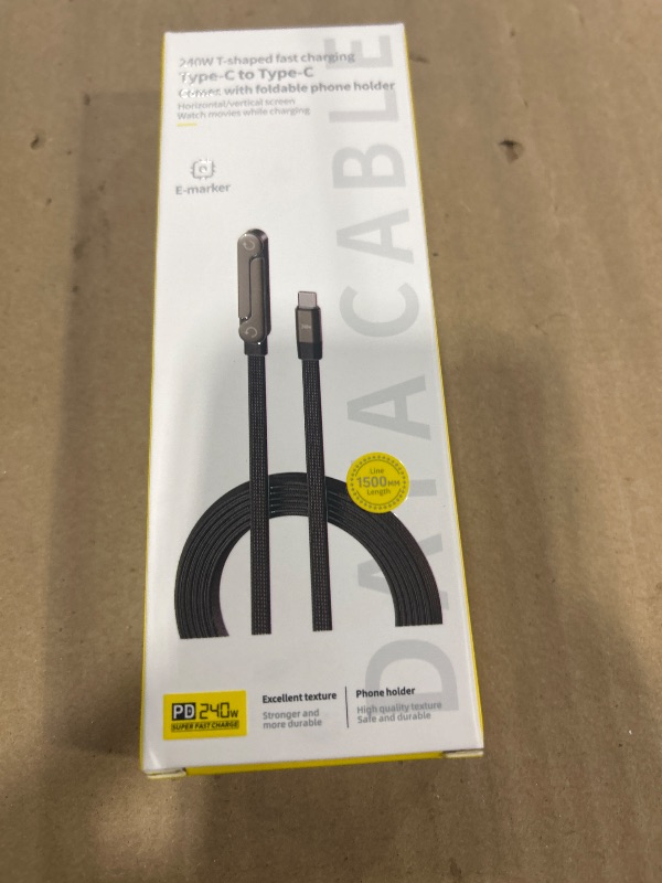 Photo 1 of 240W Invisible Stand Type C Charger | 240W Ultra-Fast Charging Cable with Stand Compatible for Tablet, PC, Iphone & Android Mobile | Highly Durable USB-C to USB-C Braided Fast Charging Cable