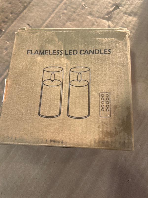 Photo 1 of 7LinRay 2" X 5" Gold Battery Operated Candles Realistic Flickering Flameless Candles with Remote and Timer, Acrylic LED Flameless Pillar Candles for Festival, Wedding, Party, Home, Pack of 2