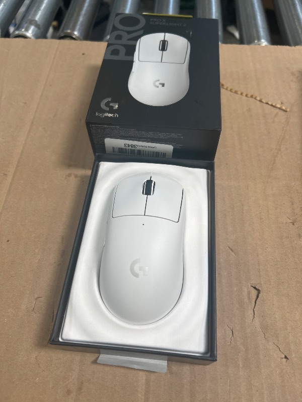 Photo 1 of Logitech G PRO X Superlight 2 Wireless Gaming Mouse, 60g Pro-Grade with 5 Programmable Buttons, 44k DPI Sensor, 8kHz Report Rate, USB-C Charging for PC/Mac - White