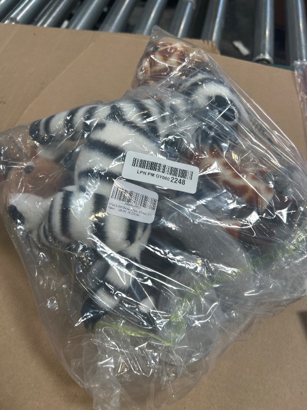 Photo 1 of 4 Pack Stuffed Grassland Animals Bulk - Cute Soft 8'' Plush Prairie Toys for Kids, Including Giraffe, Zebra, Stag & Elephant Set, Ideal for Birthday Favors, Grassland Themed Decor & Toddler Gifts