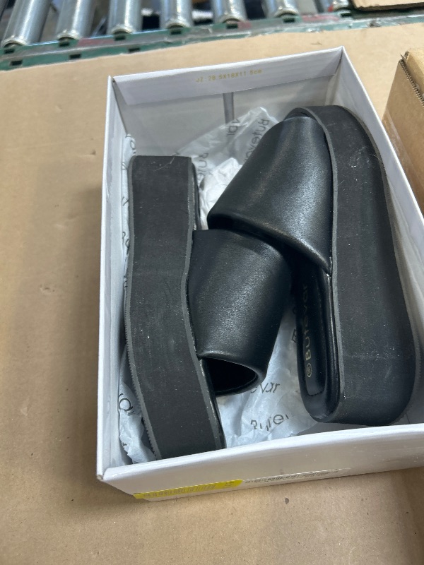 Photo 1 of Butevar Chunky Platform Sandals for Women - Comfort Black Open Toe Slip on Platform Slides Y2K Wedge Sandals for Summer Casual, Black, 5