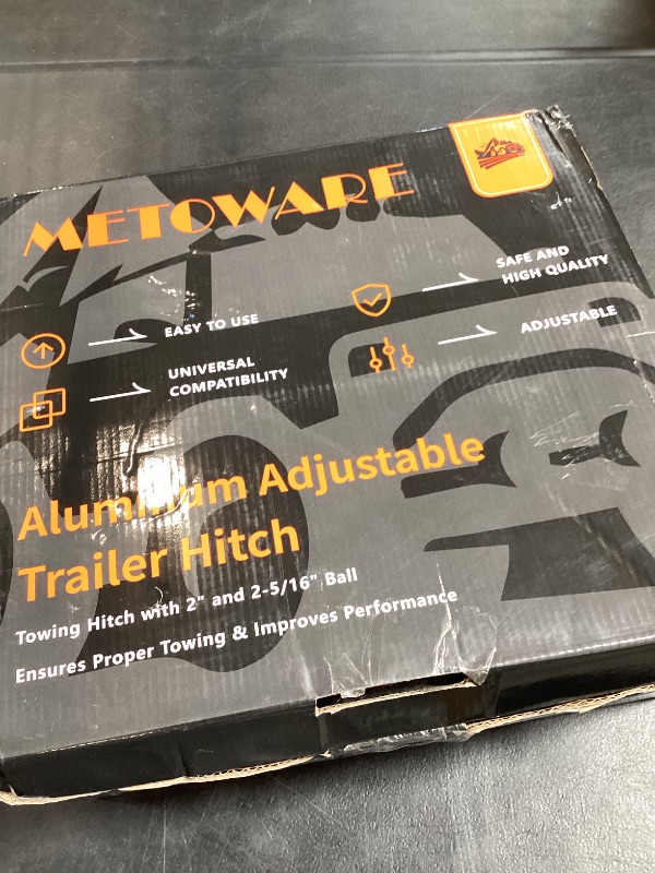 Photo 1 of METOWARE Adjustable Trailer Hitch - Aluminum Tow Hitch Fits 2.5-Inch Receiver - Heavy Duty Drop Hitch with 6-Inch Drop/Rise for Truck (18,000 LBS GTW), Double Stainless Steel Locks & Hitch Pin (Black)