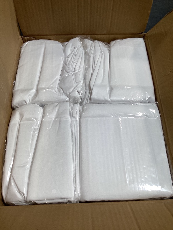 Photo 1 of 12 Pack White Table Cloth 60 x 126 Inch Rectangular Tablecloths for 8 Foot Rectangle Tables, Wrinkle Resistant White Tablecloth Washable Polyester Fabric Table Covers for Buffet Wedding Party Banquet