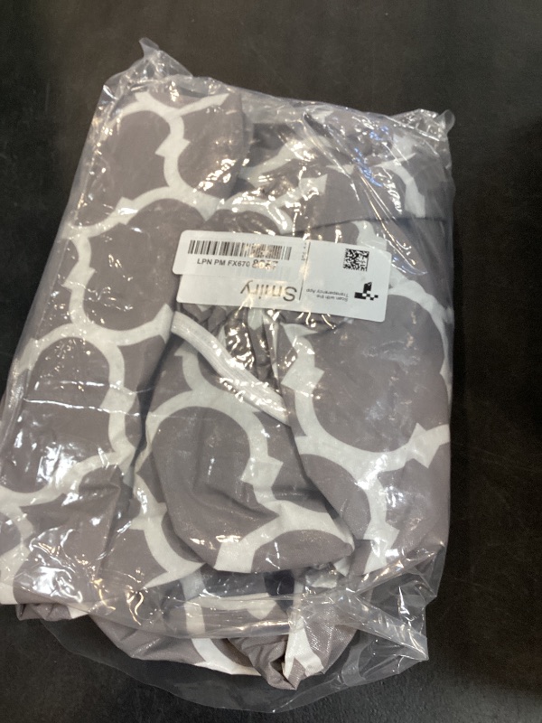 Photo 1 of Smiry Round Picnic Tablecloth, Waterproof Elastic Fitted Table Covers for 45" - 56" Tables, Wipeable Flannel Backed Vinyl Tablecloths for Camping, Indoor, Outdoor, Grey & White