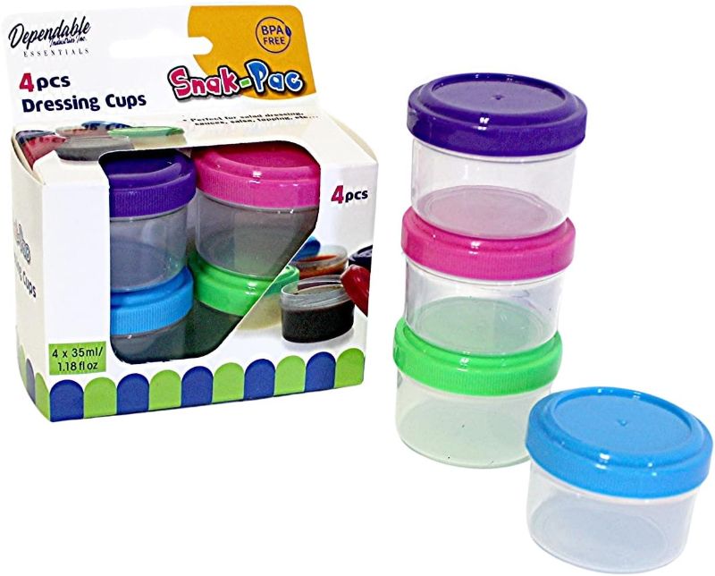 Photo 1 of Twist Top Salad Dressing Cups Kitchen Storage Container Pack of 4 Reusable Dipping Sauce