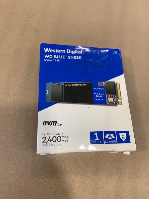 Photo 1 of Western Digital 1TB WD Blue SN550 NVMe Internal SSD - Gen3 x4 PCIe 8Gb/s, M.2 2280, 3D NAND, Up to 2,400 MB/s - WDS100T2B0C, olid State Hard Drive