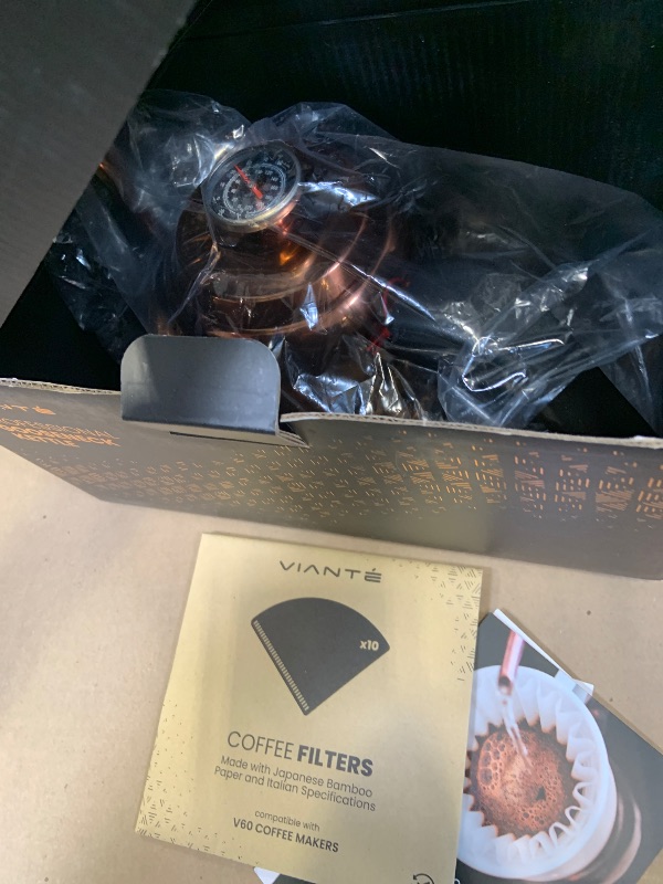 Photo 1 of Vianté Gooseneck Stovetop Pour Over Coffee Kettle with Thermometer for Drip Coffee and Tea. Premium Copper Stainless Steel. 40 fl oz. All Coocktops.