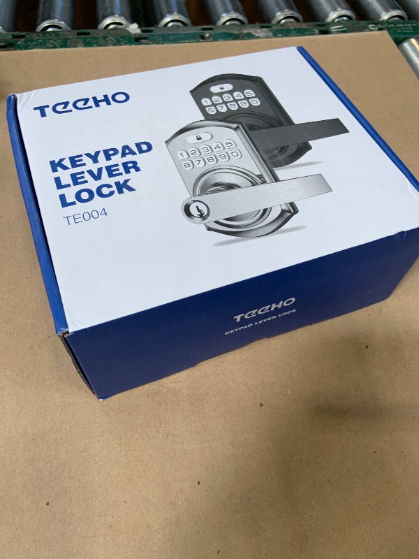 Photo 1 of TEEHO TE001L Keyless Entry Door Lock with 2 Handles - Electronic Keypad Deadbolt with Door Lever, Front Door Handle Sets, Auto Lock, Easy Installation, Matte Black