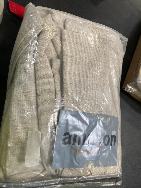 View 2 of H.VERSAILTEX Pinch Pleated Full Blackout Curtains Linen Blended Chenille Blackout Curtains 108 inch Long 2 Panels Bedroom Thermal Insulated Farmhouse Neutral Track Drapes with Hooks, Heather Natural