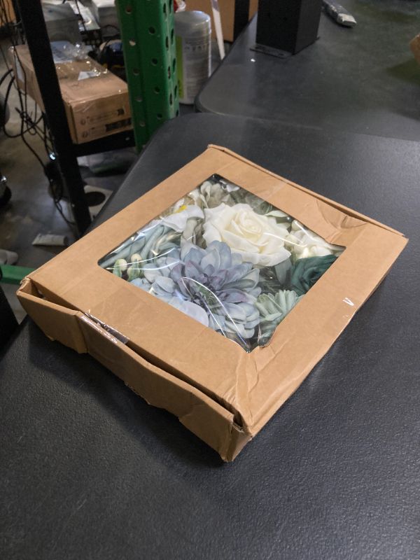 Photo 1 of BSMYBO Roses Artificial Green Flowers, Silk Flowers Bouquets Box Set Fake Floral Arrangements for Wedding Bridal Bouquets, Baby Shower, Floral Arrangement, Table Centerpieces, Home Decorations