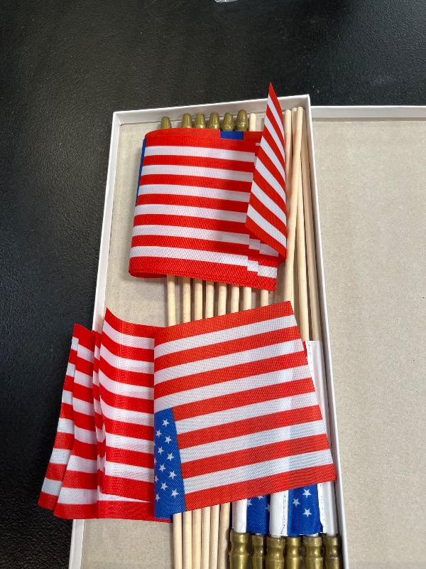 Photo 1 of 12 Pack Mini American Flags 4x6 Inch, Small American Flags on Sticks