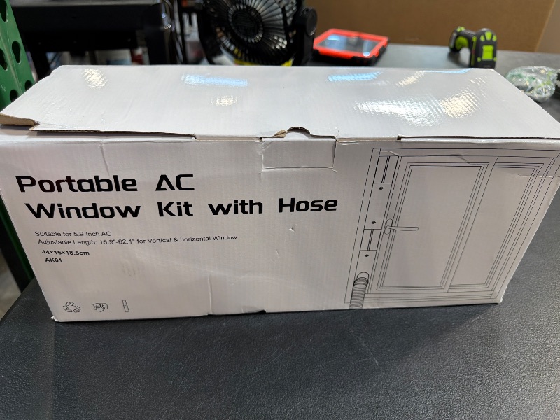 Photo 1 of Portable AC Window Kit with Exhaust Hose, Air Conditioners Kits Parts Adjustable Window Seals for Sliding Window, Vertical Sliding AC Vent Kit with 5.9” Round Coupler