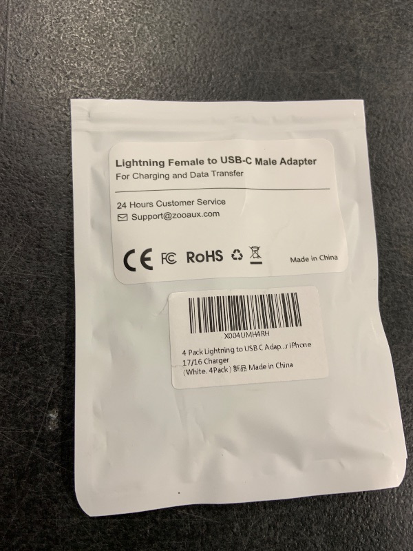 View 2 of 4 Pack Lightning to USB C Adapter for iPhone 17 Air 16 16e 15 Pro Max Plus, iPad, Galaxy - NOT for Headphones/Microphone/OTG/iPencil, USB Type C to Lightning Adapter ONLY for Charging/Data Sync