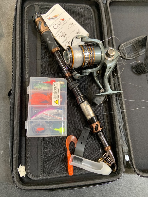 Photo 1 of PLUSINNO Fishing Rod and Reel Combos -24 Ton Carbon Fiber Telescopic Fishing Pole - Spinning Reel 12 +1 Shielded Bearings Stainless Steel BB-Free Carrier Bag Case, Travel Saltwater Freshwater Fishing