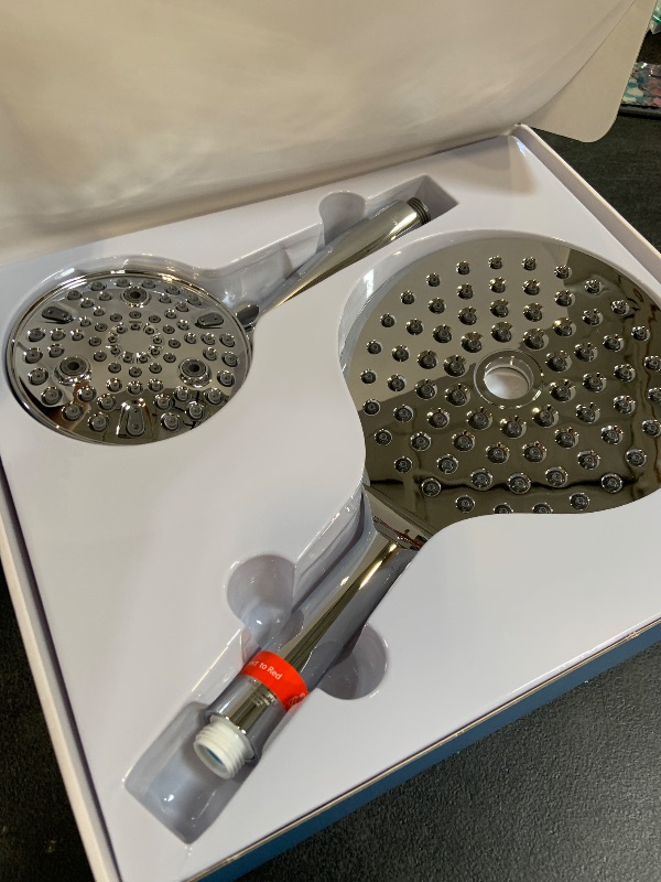 Photo 1 of MakeFit Dual Handheld Shower Head Combo, 2-in-1 Rain Shower Heads System 8 Inch Rainfall Shower Head and 10 Modes High Pressure Hand Held Showerhead with Built-in Power Wash