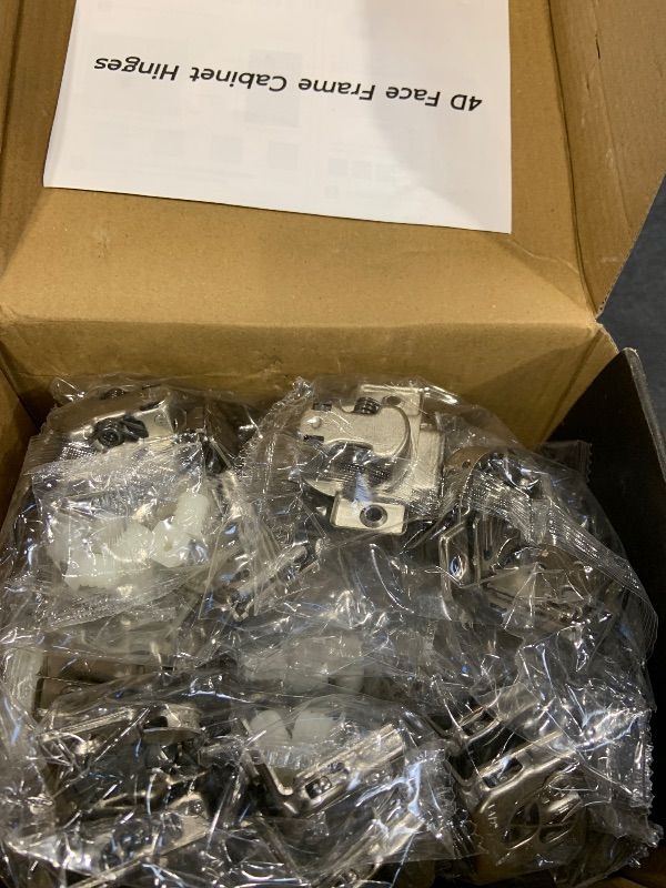 Photo 1 of Chibery 30 Pack 1-1/2" Overlay 4D Soft Close Concealed Hinges for Face Frame Door, Adjustable Closing Speed, Smooth Slow Self Close Hinges, Satin Nickel, 105° Open Angle Stainless Steel Cabinet Hinges