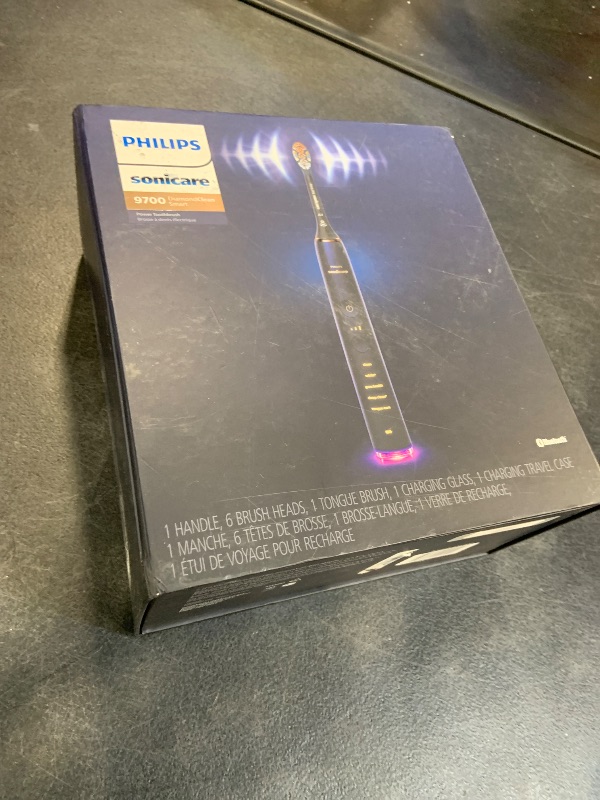 Photo 1 of Philips Sonicare DiamondClean Smart 9700 Electric Toothbrush - Sonic Toothbrush with App, Pressure Sensor, 15 Brushing Settings, Replacement Reminder, Charging Travel Case, Lunar Blue, HX9957/71