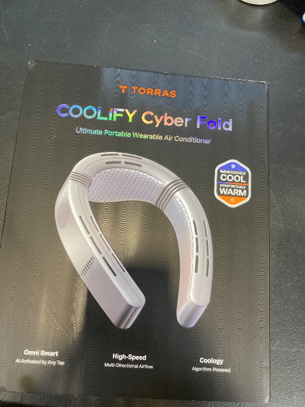 Photo 1 of TORRAS COOLiFY Cyber Fold AI Neck Air Conditioner, Ultimate Cooling Max Cooling Area Neck Fan, Adjustable Strong Wind Neck Cooler for Neck & Face, Rechargeable Portable for Mothers Day, Titanium