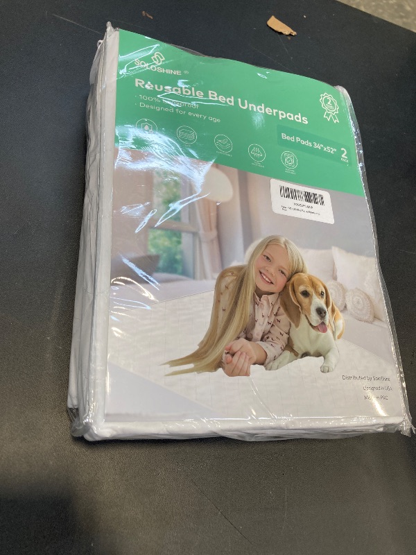 Photo 1 of SOLOSHINE Bed Pads Washable Waterproof, 52" x 34" (2 Pack) Incontinence Bed Pads, Waterproof Mattress Protector & Washable Pee Pads, Perfect for Kids, Adults, The Elderly and Pets