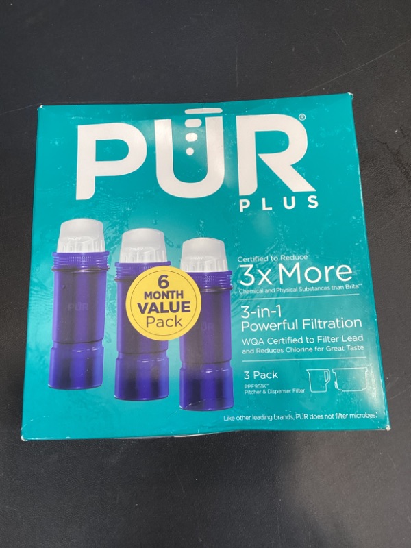 Photo 1 of PUR Plus Water Filter Replacement for Pitchers & Dispensers, 6-Month Supply, 3 Count, Blue (PPF951K3)