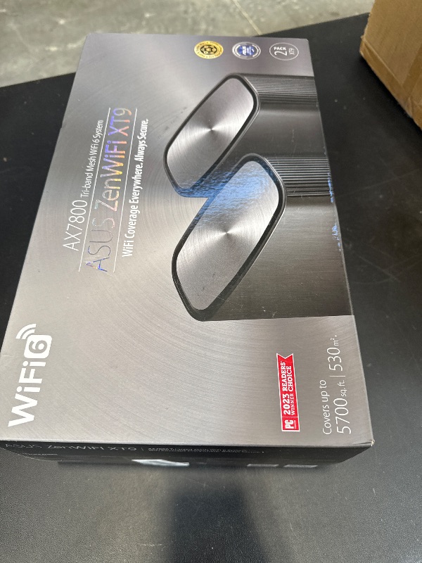 Photo 1 of ASUS ZenWiFi XT9 AX7800 Tri-Band WiFi6 Mesh WiFiSystem (2Pack), 802.11ax, up to 5700 sq ft & 6+ Rooms, AiMesh, Lifetime Free Internet Security, Parental Controls, 2.5G WAN Port, UNII 4, Charcoal