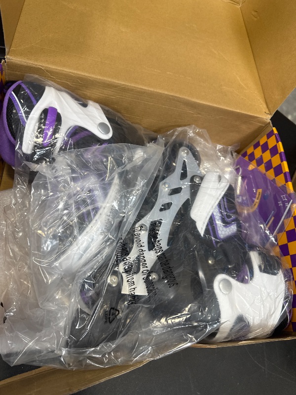 Photo 1 of Adjustable Inline Skates for Girls, Girls Roller Skates with All Light up Wheels for Big Kids, Purple, Size 1 2 3 4