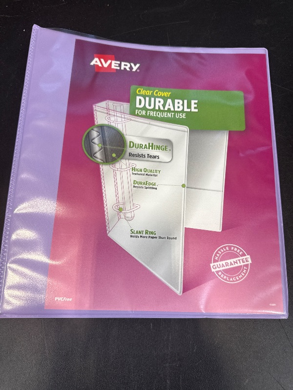 Photo 1 of Avery Durable View 3 Ring Binder, 1 Inch Slant Rings, Lavender Binder (17083)