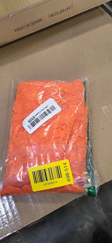 Photo 1 of MSCFTFB 5 Yards Width 6.3 Inch Stretch Lace Trim Fabric Elastic Lace Flowers Embroidered Ribbon for Garment Craft Embellishment Wedding Baby Shower Table Decorations (Orange)