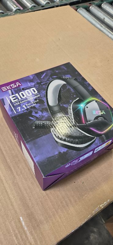 Photo 1 of EKSA E1000 USB Gaming Headset for PC, Computer Headphones with Microphone/Mic Noise Cancelling, 7.1 Surround Sound, RGB Light - Wired Headphones for PS4, PS5 Console, Laptop, Call Center
