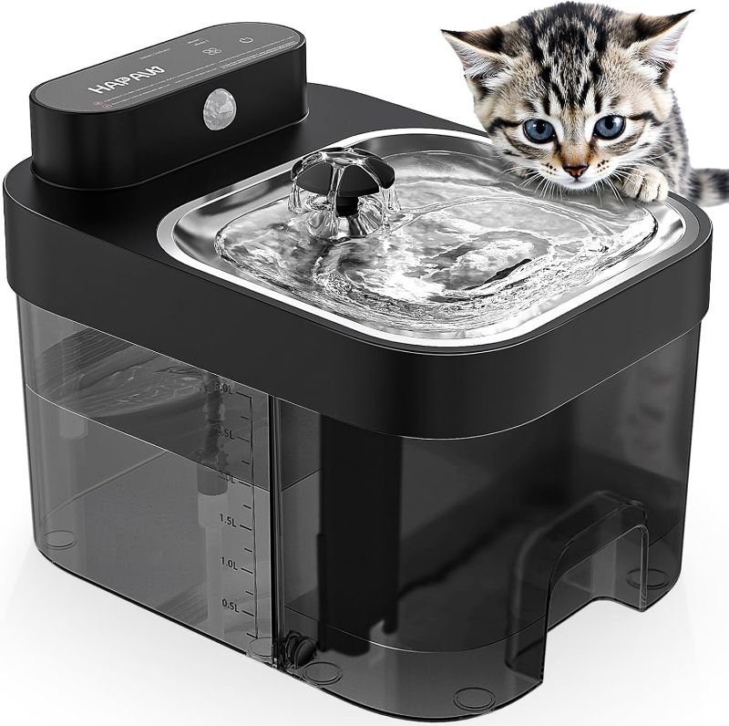 Photo 1 of Cat Water Fountain, Wastewater Separation & No Filter Cotton, Pet Water Dispenser with 101oz/3L Large Capacity Tank, Wireless Automatic Water Fountains for Cats Indoor Cat Watering Supplies
