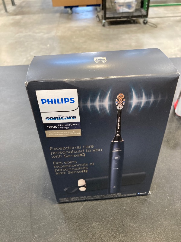 Photo 1 of Philips Sonicare DiamondClean 9900 Prestige Electric Toothbrush - with SenseIQ Technology and Advanced AI App, 5 Brushing Modes, 3 Intensity Levels, Charging Travel Case,Midnight Blue, Model HX9990/12