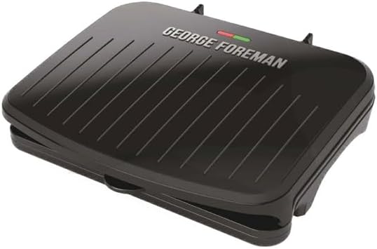 Photo 1 of George Foreman Family-Size Grill & Panini Press, Nonstick Ceramic Coating, Fat-Removing Slope, Adjustable Angle, Indoor/Outdoor Use